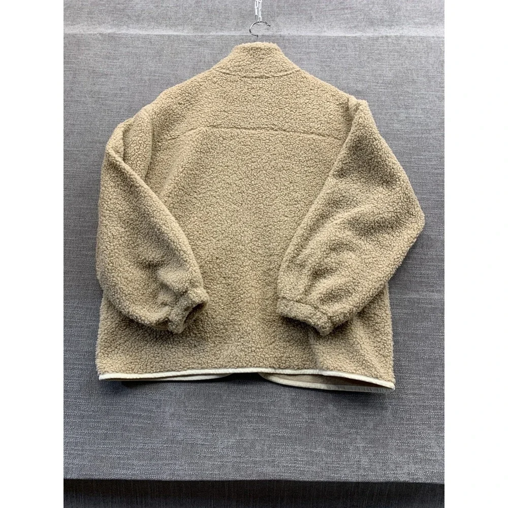 Universal Thread Goods Co Faux Fur Jacket Womens Small Beige Mock Neck Warm Wear